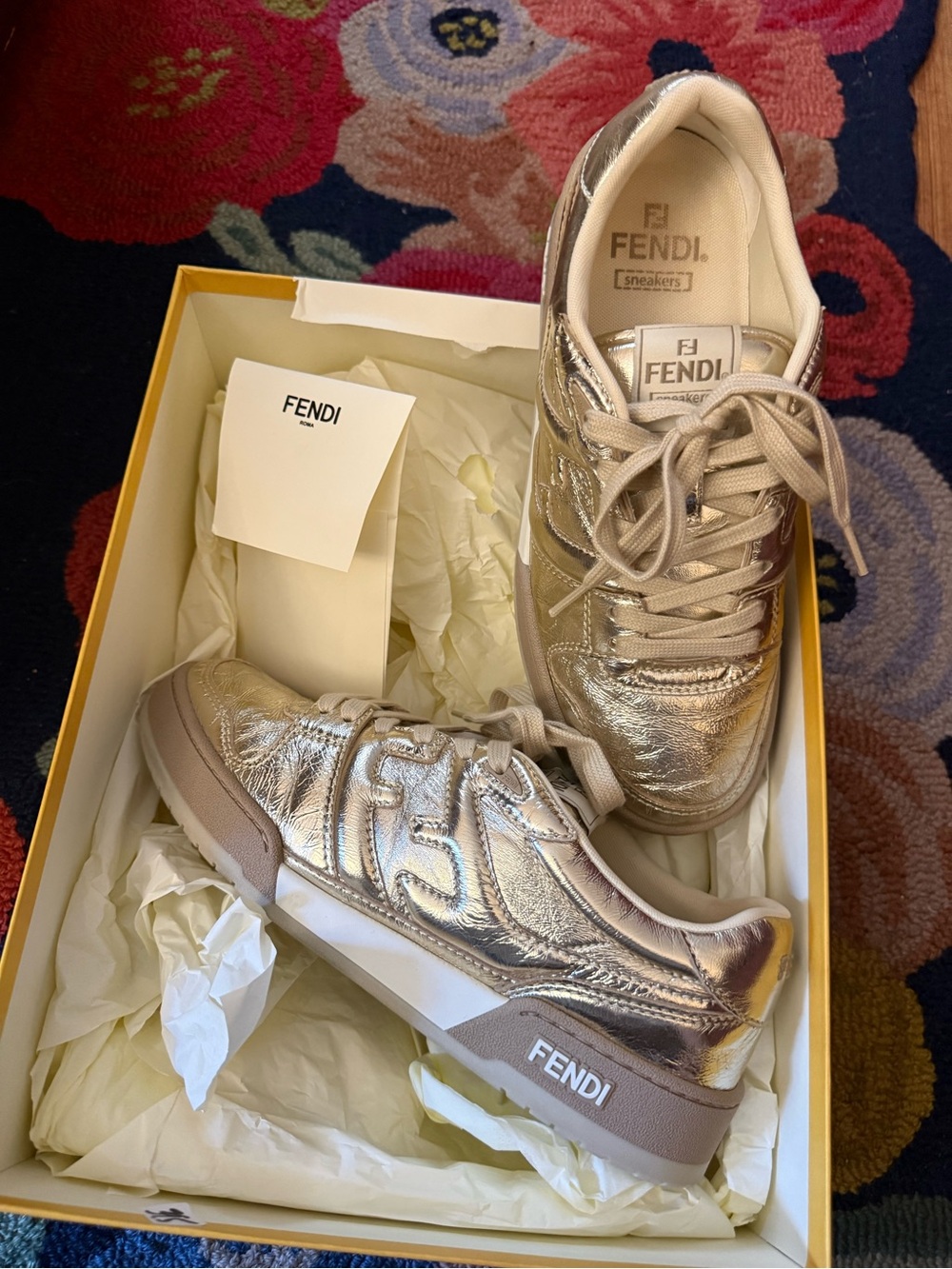 Fendi Match Gold Leather Nappa Sneakers - Picture 11 of 11